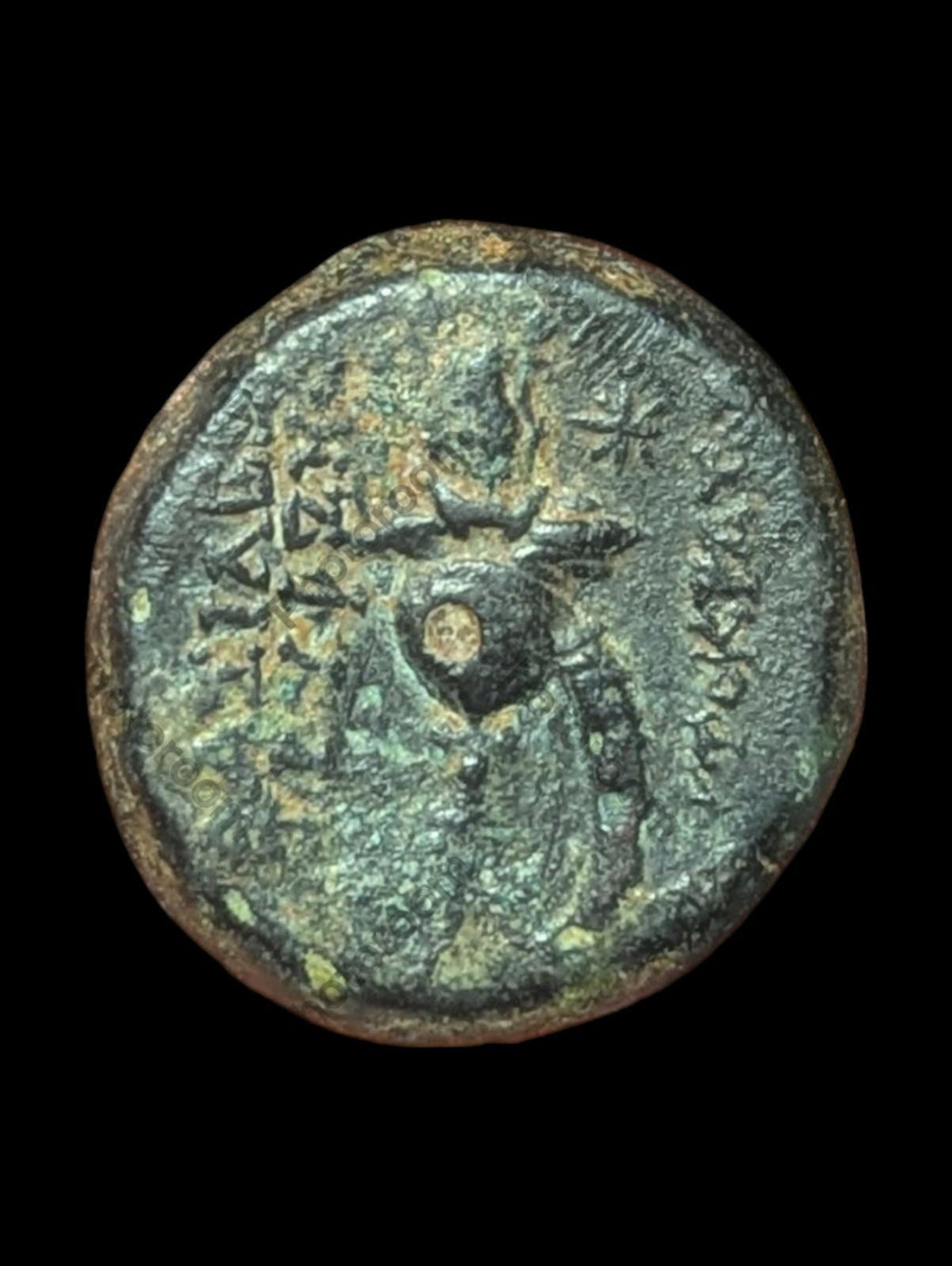 Ancient Greek Bronze TRYPHONE Seleucid King 142BC Macedonian HELMET Coin