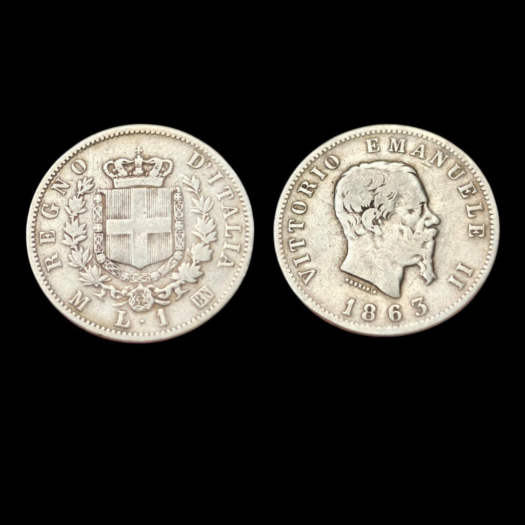 ITALIE VITTORIO EMANUELE II 1863 M BN 1 LIRE, ARGENT 0.835