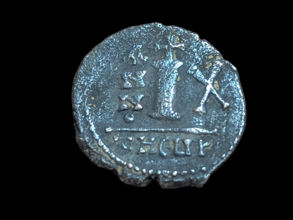 Demi Follis byzantin 593-4 Antioche, Maurice Tibère, Bronze Thessalonique