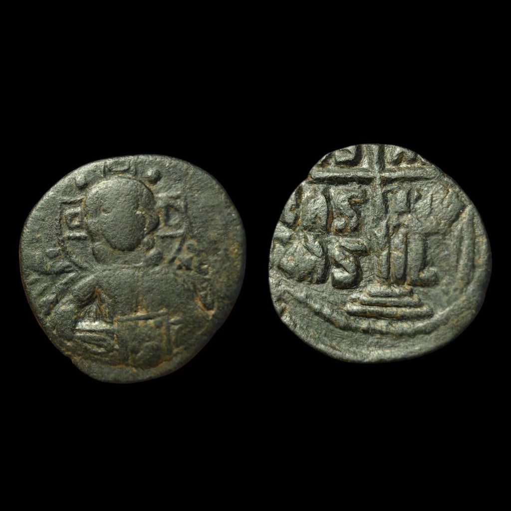 Monnaie de Terre Sainte, follis byzantin de Romain III à l'effigie du Christ, vers 1028 apr. J.-C.&