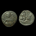 Monnaie de Terre Sainte, follis byzantin de Romain III à l'effigie du Christ, vers 1028 apr. J.-C.&