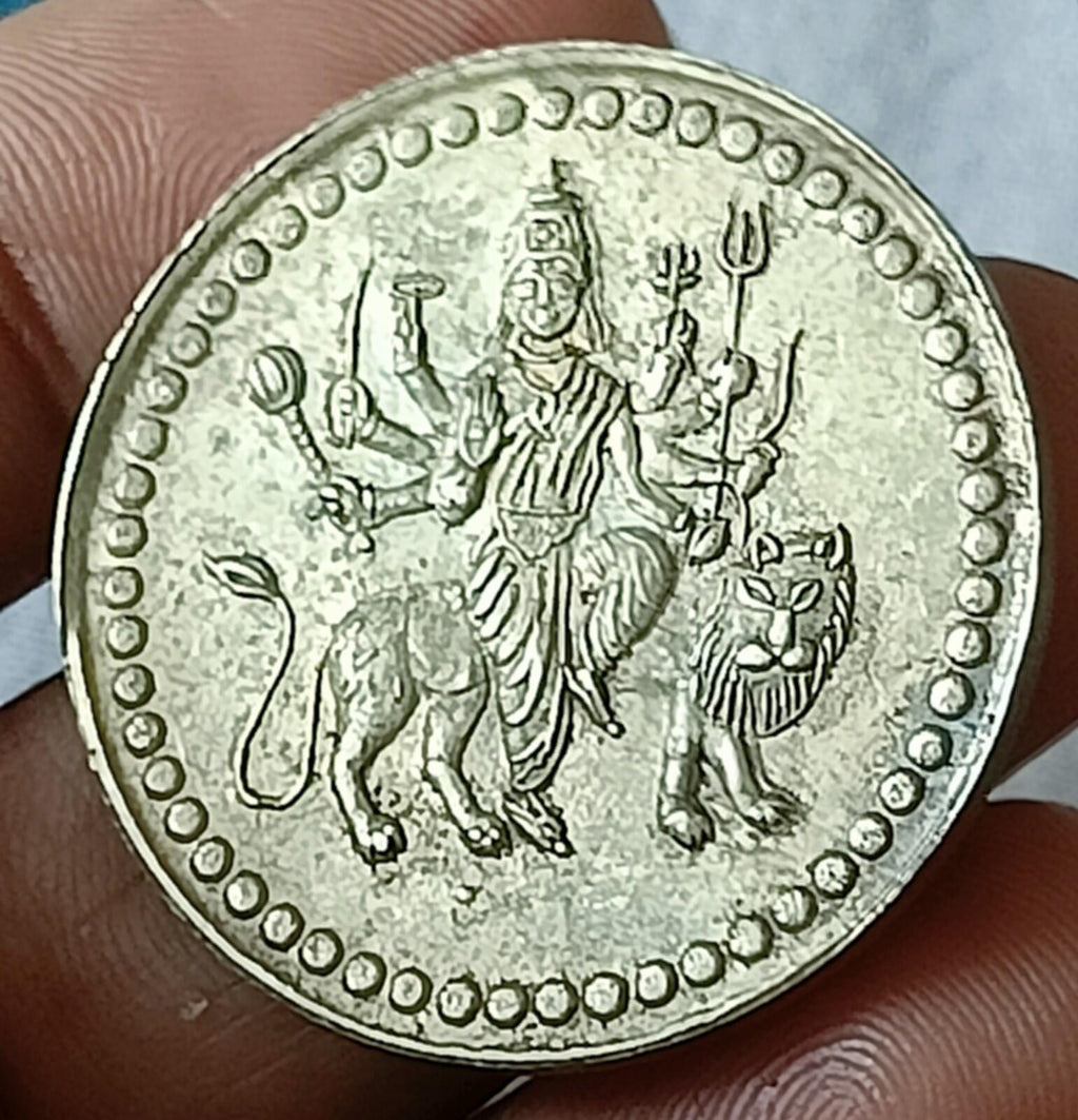India-Great-Hindu-Brass Temple Token  Approx 200 years old-Mata Shera Wali