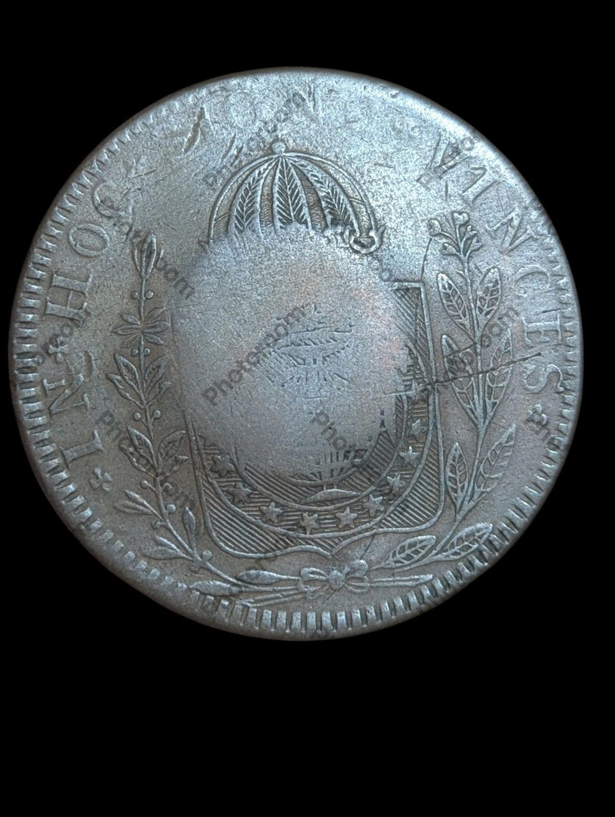 1832 R BRÉSIL Roi Dom Pedro I Ancienne pièce contremarquée 40 sur 80 Reis