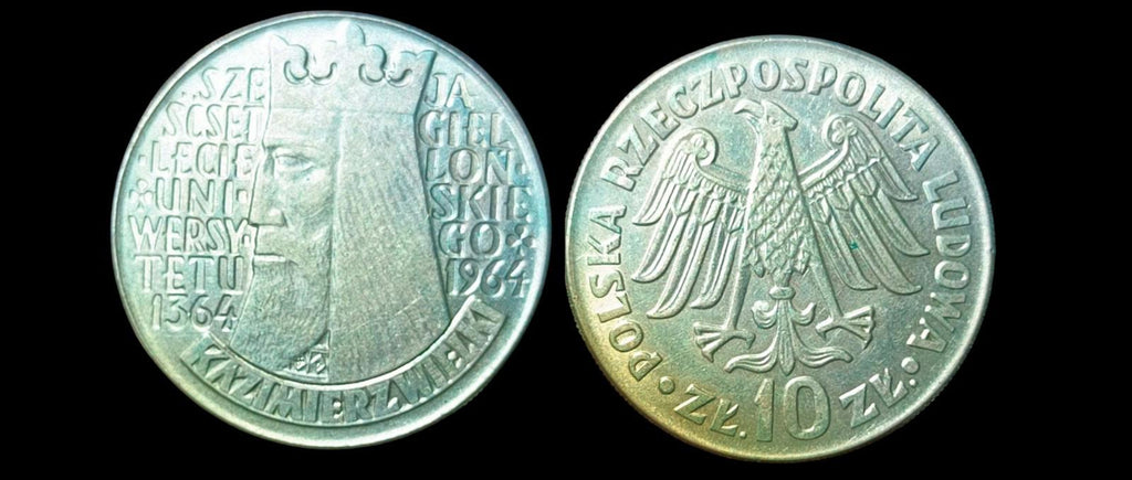 ANCIENNE PIÈCE POLOGNE (RÉPUBLIQUE POPULAIRE) 10 ZLOTY 1964 ROI KAZIMIERZ WIELKI