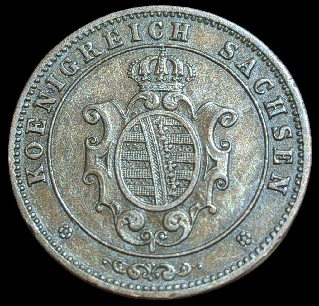 German States, SAXONY-ALBERTINE, Johann, 5 Pfennig, 1864 Coin