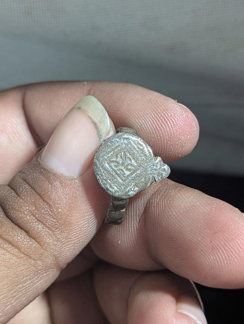 Ancient Greek / Roman / Byzantine Silver ring with ornament Circa 100 BC To 1 AD