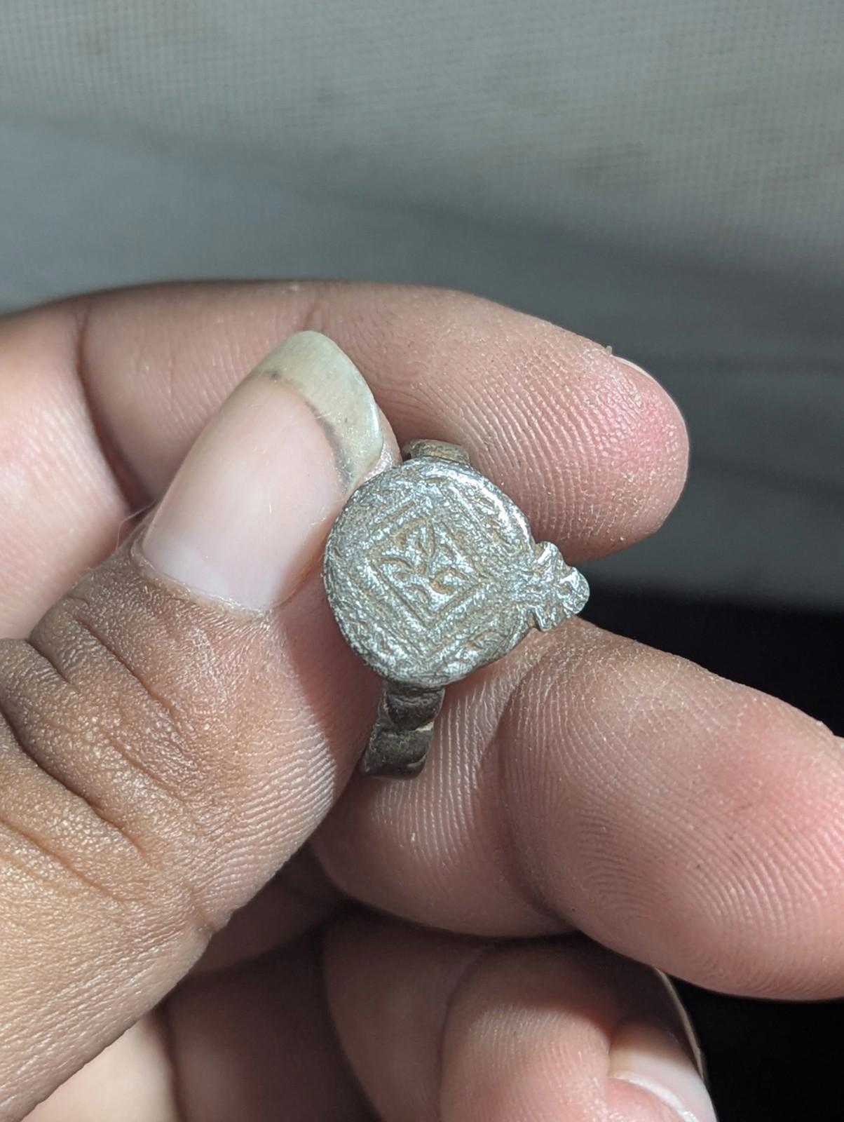 Ancient Greek / Roman / Byzantine Silver ring with ornament Circa 100 BC To 1 AD