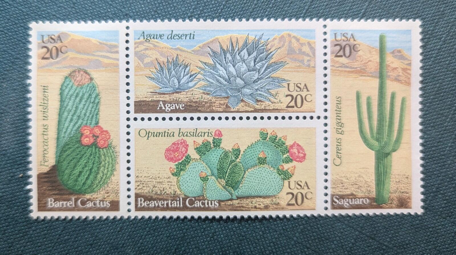 US 1942-1945 Cactus Postage 80c Stamps MNH Block