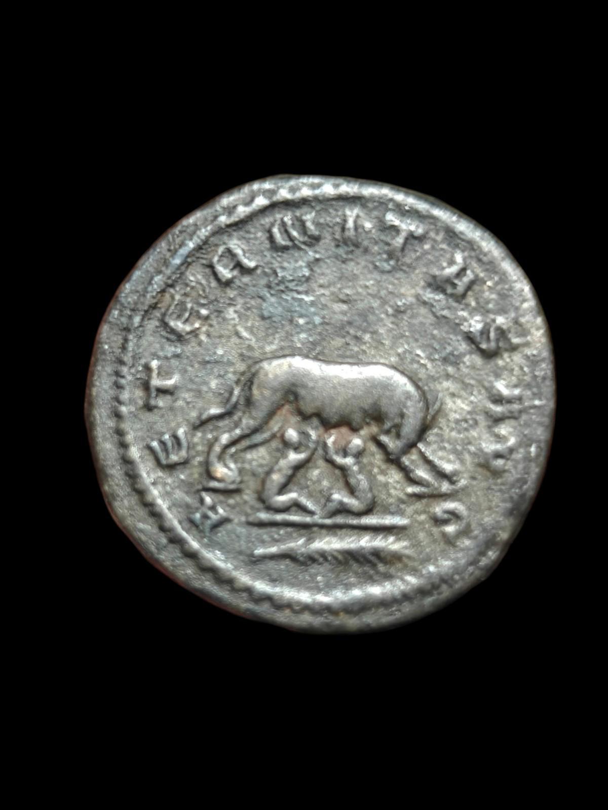 Archaios | Antoninien romain Gallien Alexandrie Troade Louve et jumeaux