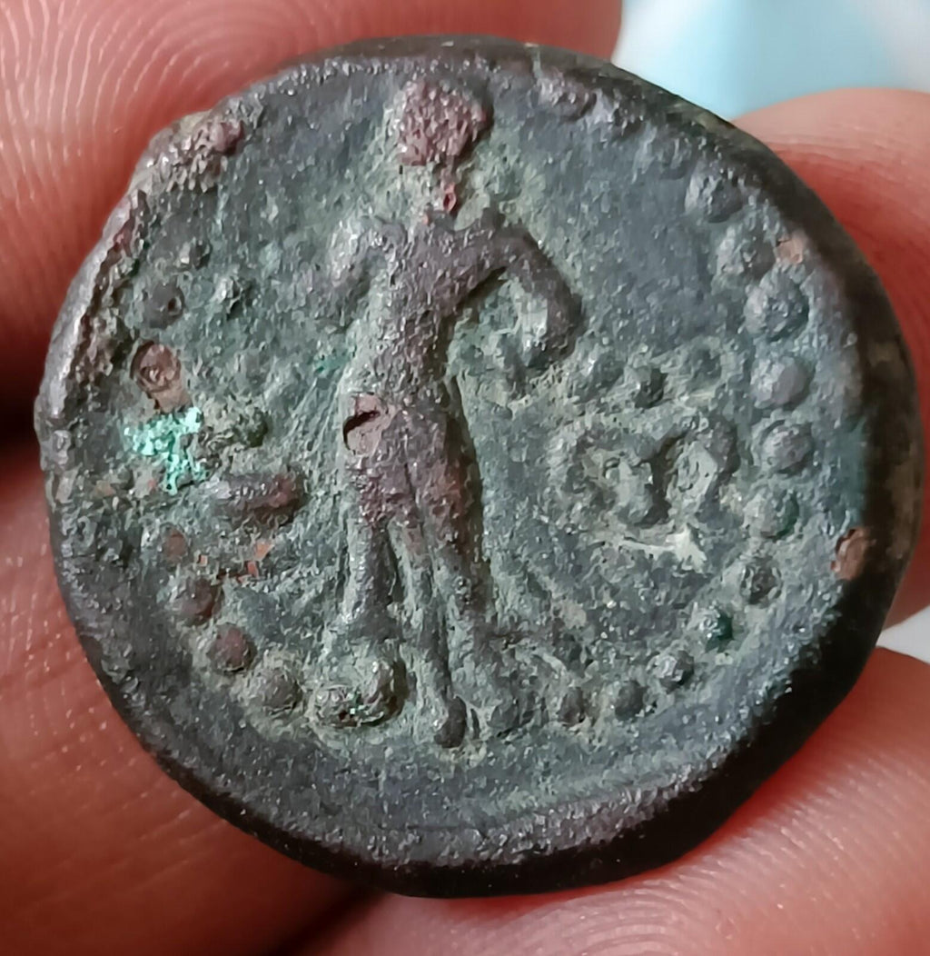 #X9# Punjab tribals Yodheya dynasty 400AD Bronge Ancient coin india very rare
