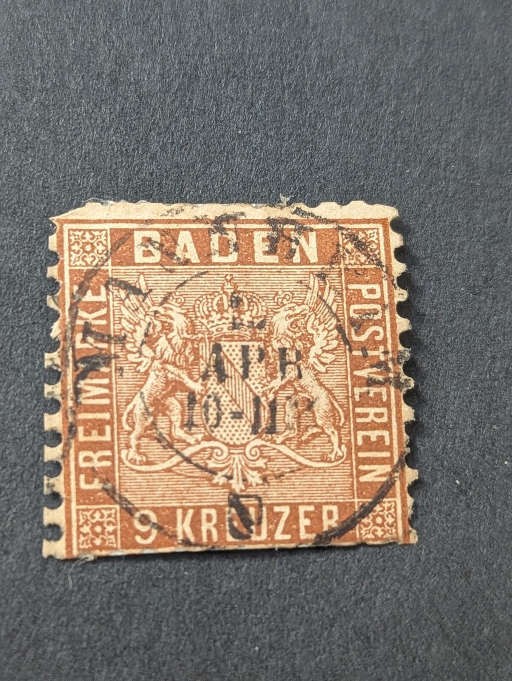 Germany Baden 1862 9 Kr Used VF Mi 15b EUR 320,00