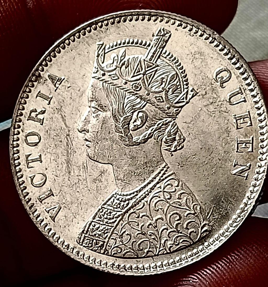 #Vo62#Victoria-British India Silver Rupee-1862-4 Dot Bombay briliant UNC Grade
