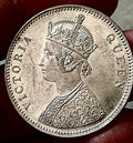 #Vo62#Victoria-British India Silver Rupee-1862-4 Dot Bombay briliant UNC Grade