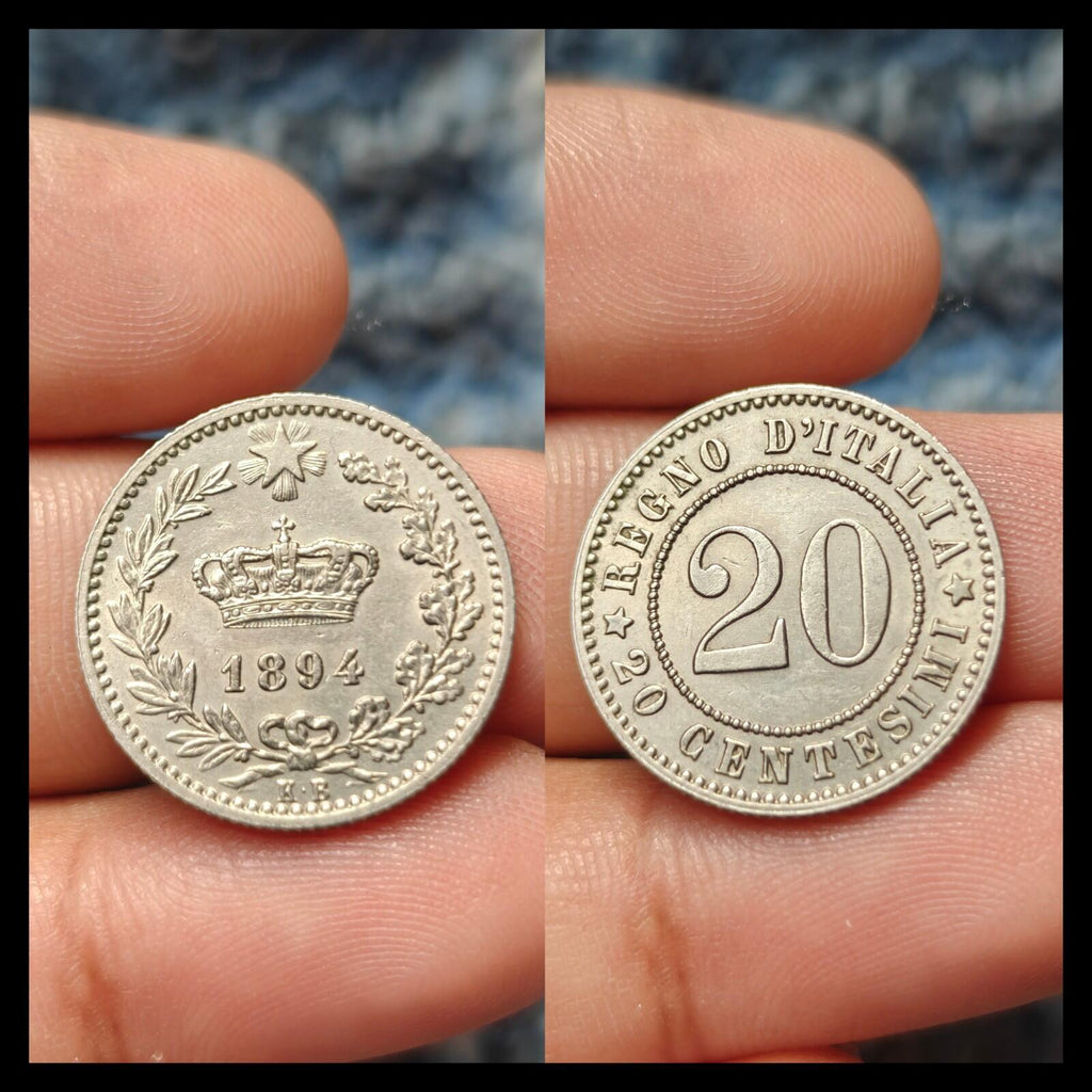 ITALY Kingdom UMBERTO I 1894 KB 20 CENTESIMI Uncirculated