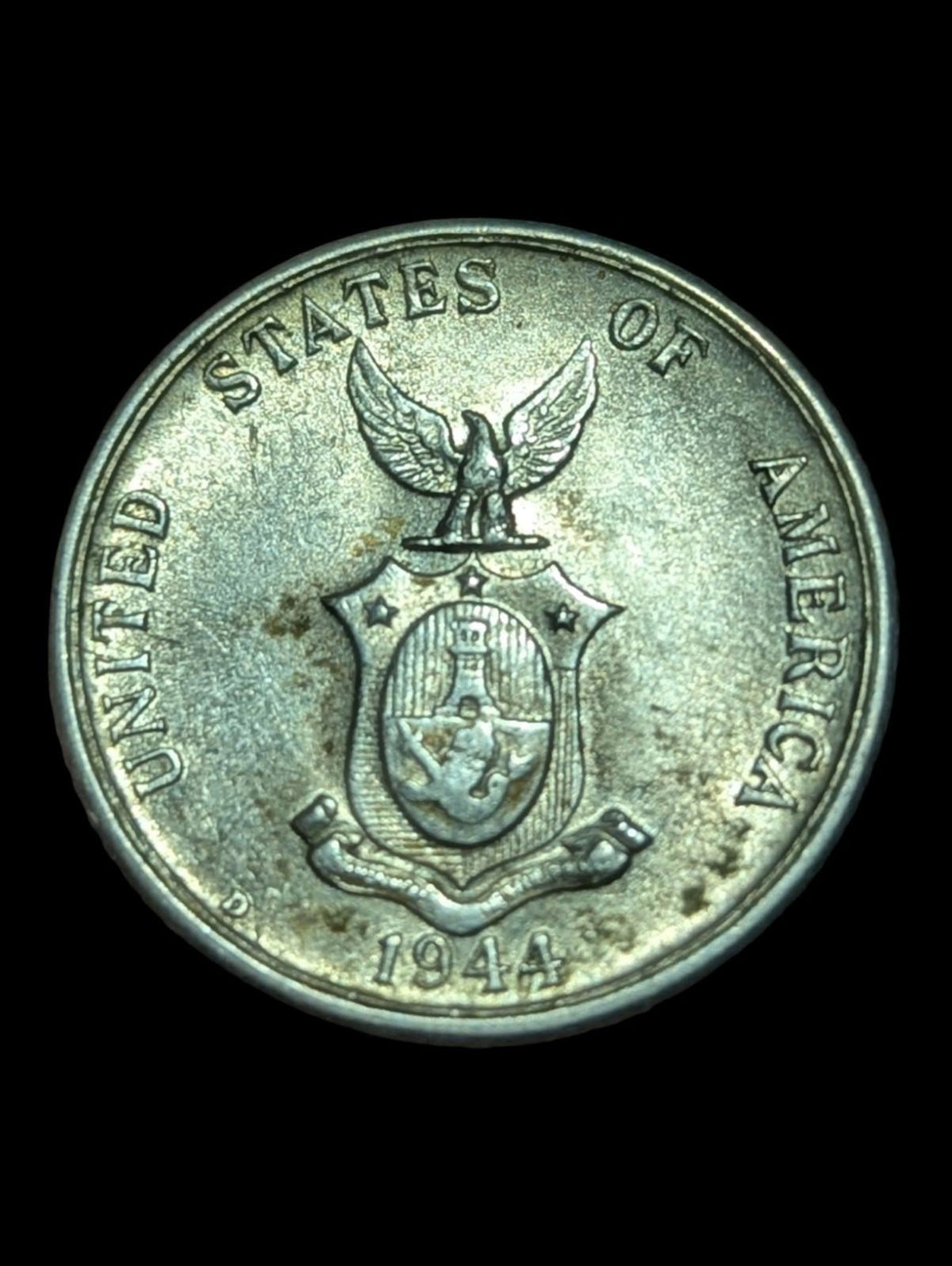 1944-D Philippines 20 Centavos, Belle Patine, Argent .0965