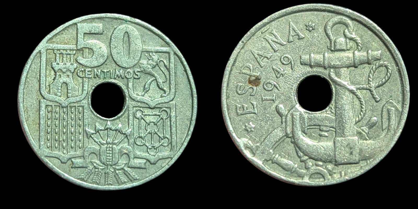 1949 Spain 50 Centimos High Grade! Beautiful!