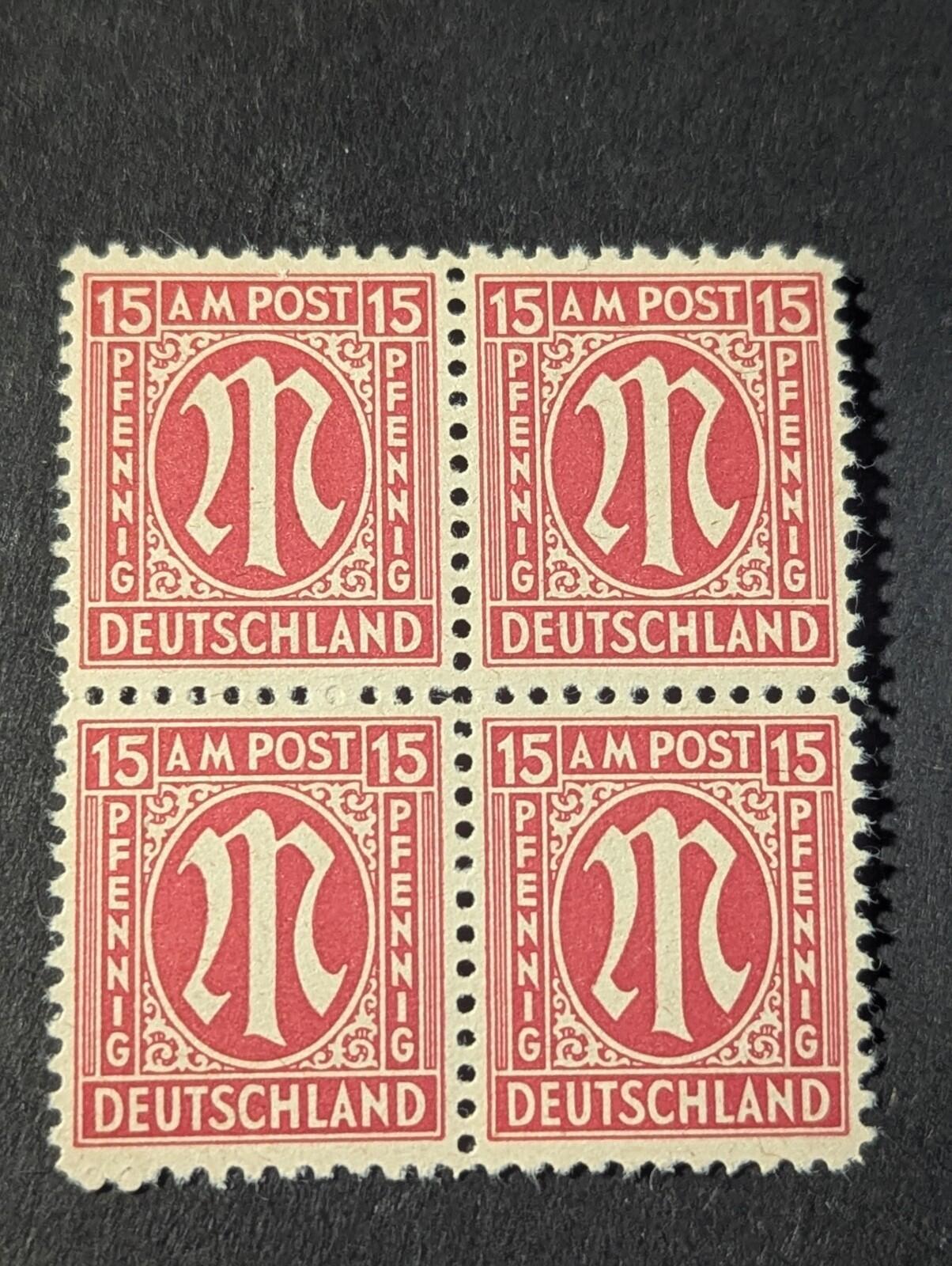 Stamps Germany Allied Bi-Zone Anglo-American 4x 15 Pfennig 1945 Mi.Nr. 24