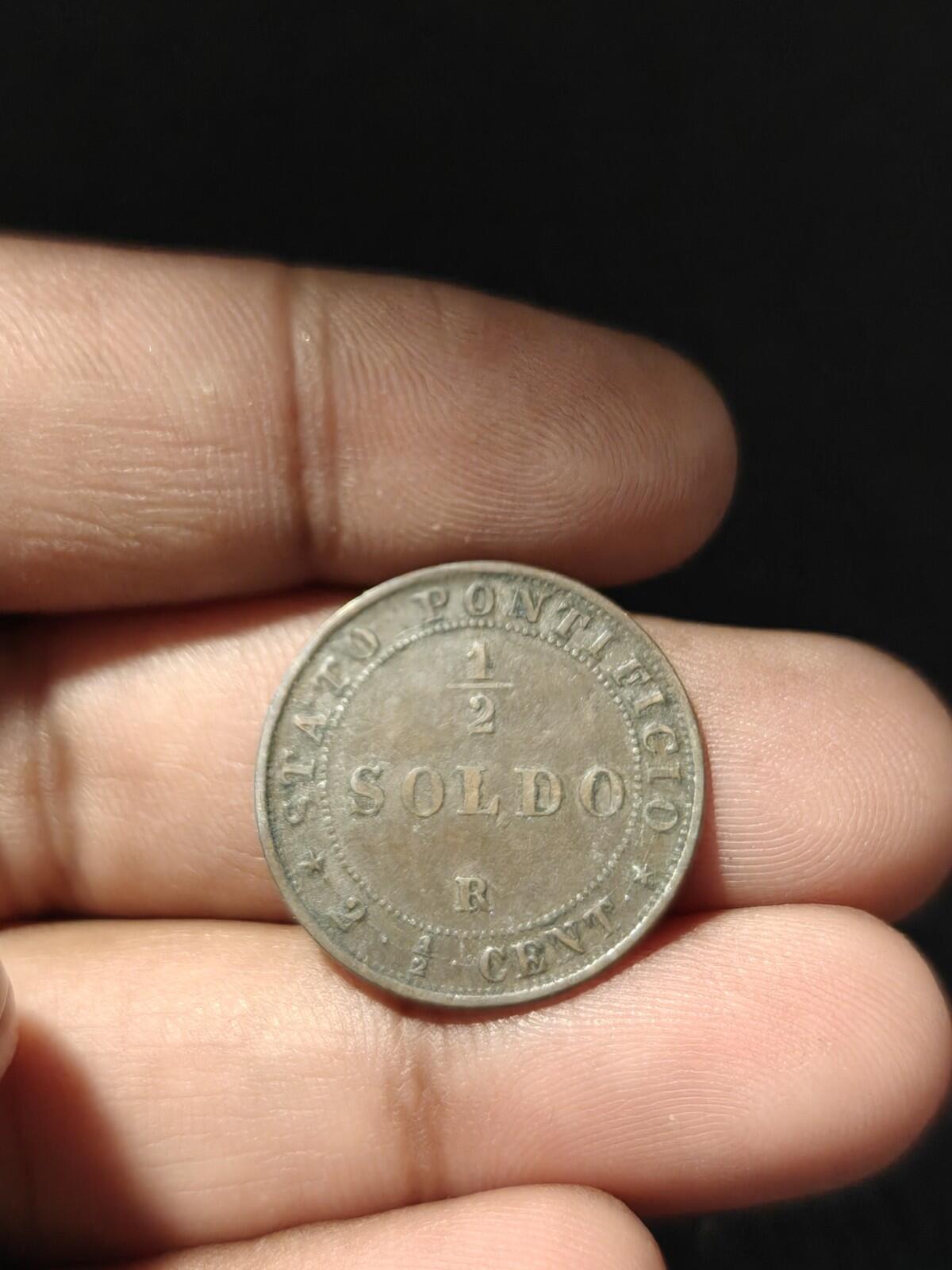 1867 R 1/2 Soldo (2 1/2 Cent) États Pontificaux, Italie