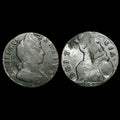 Extremely Rare King William III Half Penny Coin 1696 Copper Rare Chopmark