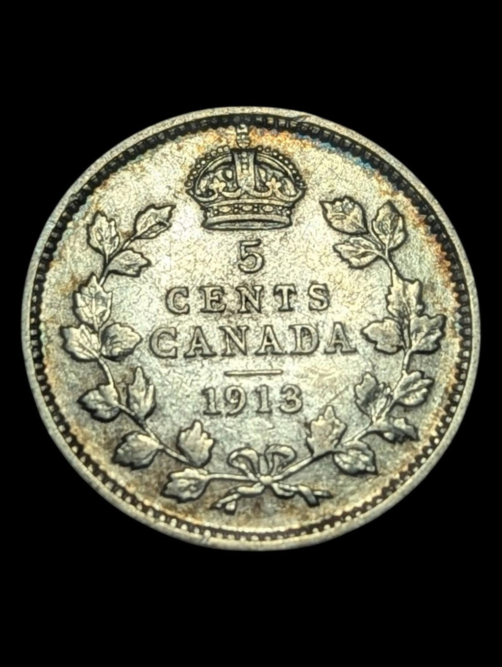 Canada 1913 - 5 Cents, Wow Grade - George V .925 Silver KM#22