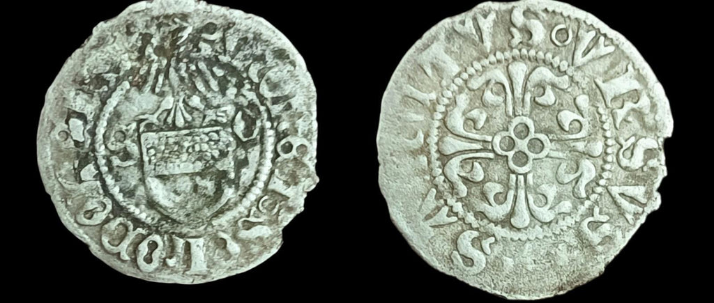 Suisse 1461-1500 Soleure Funfer en argent Aigle Armoiries Croix fleurie*