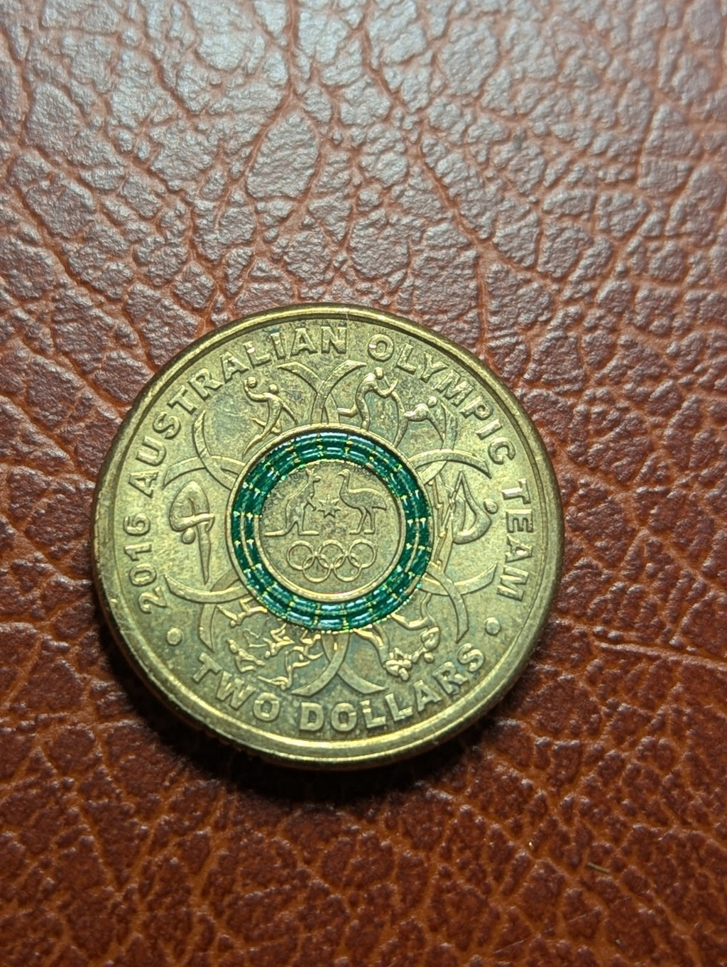 Elizabeth II, 4ème Portrait - Équipe Olympique Australienne 2016 - Pièce de 2 Dollars Verte