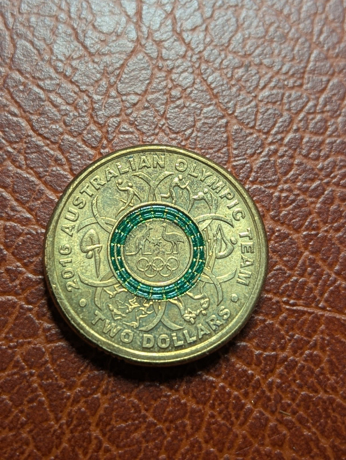 Elizabeth II, 4ème Portrait - Équipe Olympique Australienne 2016 - Pièce de 2 Dollars Verte