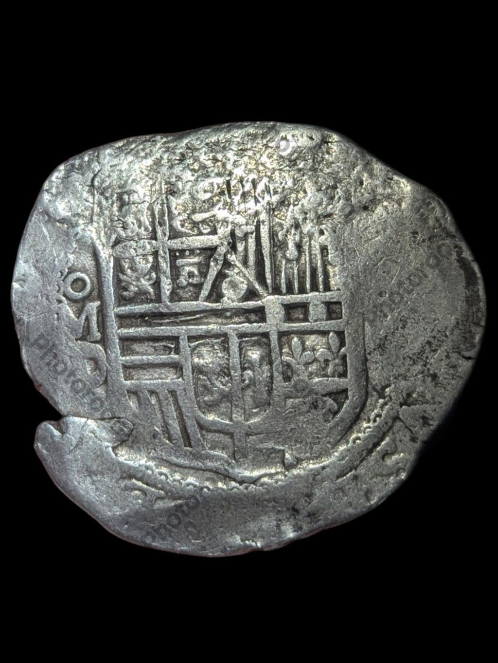 Pirate Cob Spanish colonial coin Philip III Silver 8 Reales Mexico MD 1618, 23g