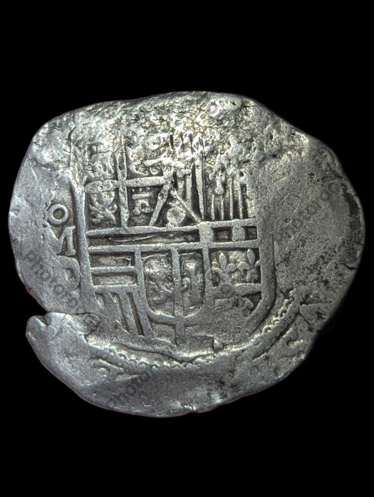 Pirate Cob Spanish colonial coin Philip III Silver 8 Reales Mexico MD 1618, 23g