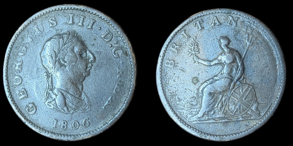 1806 Great Britain 1 Penny George III Copper Better Details