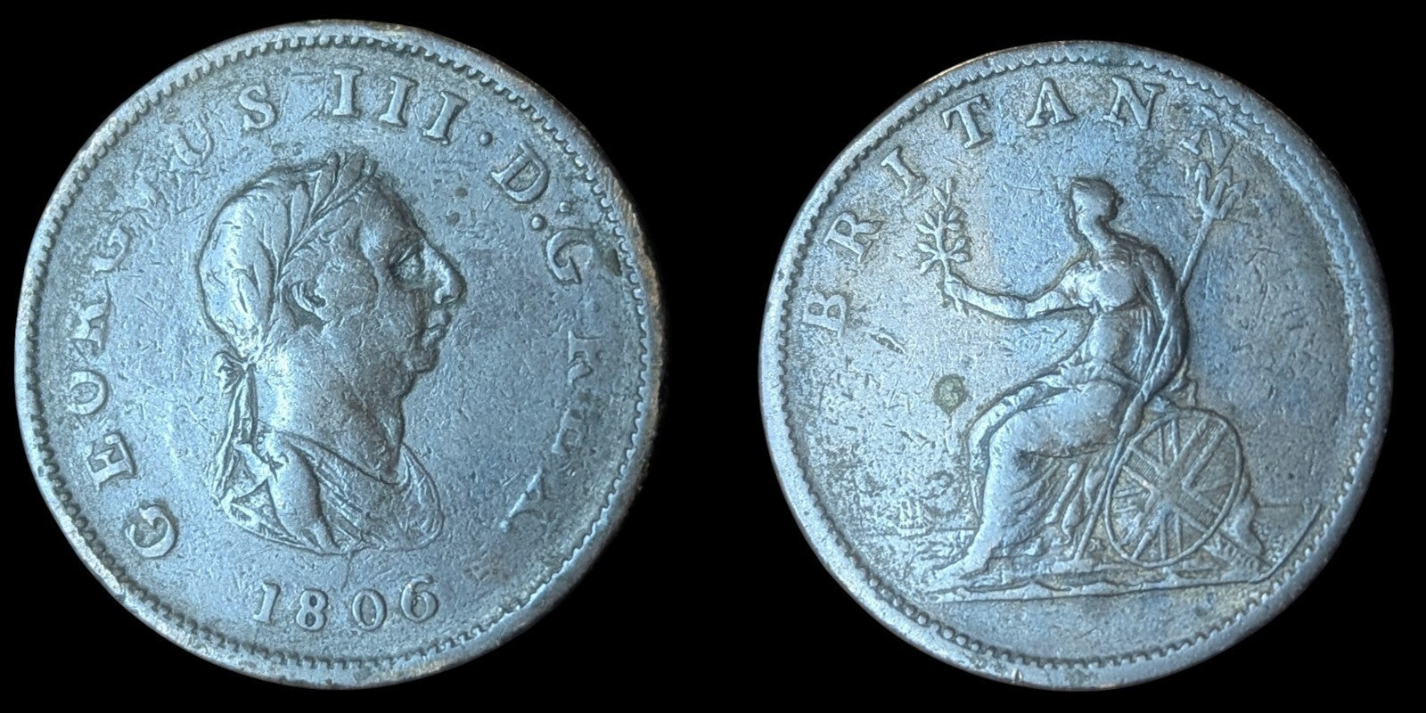 1806 Great Britain 1 Penny George III Copper Better Details