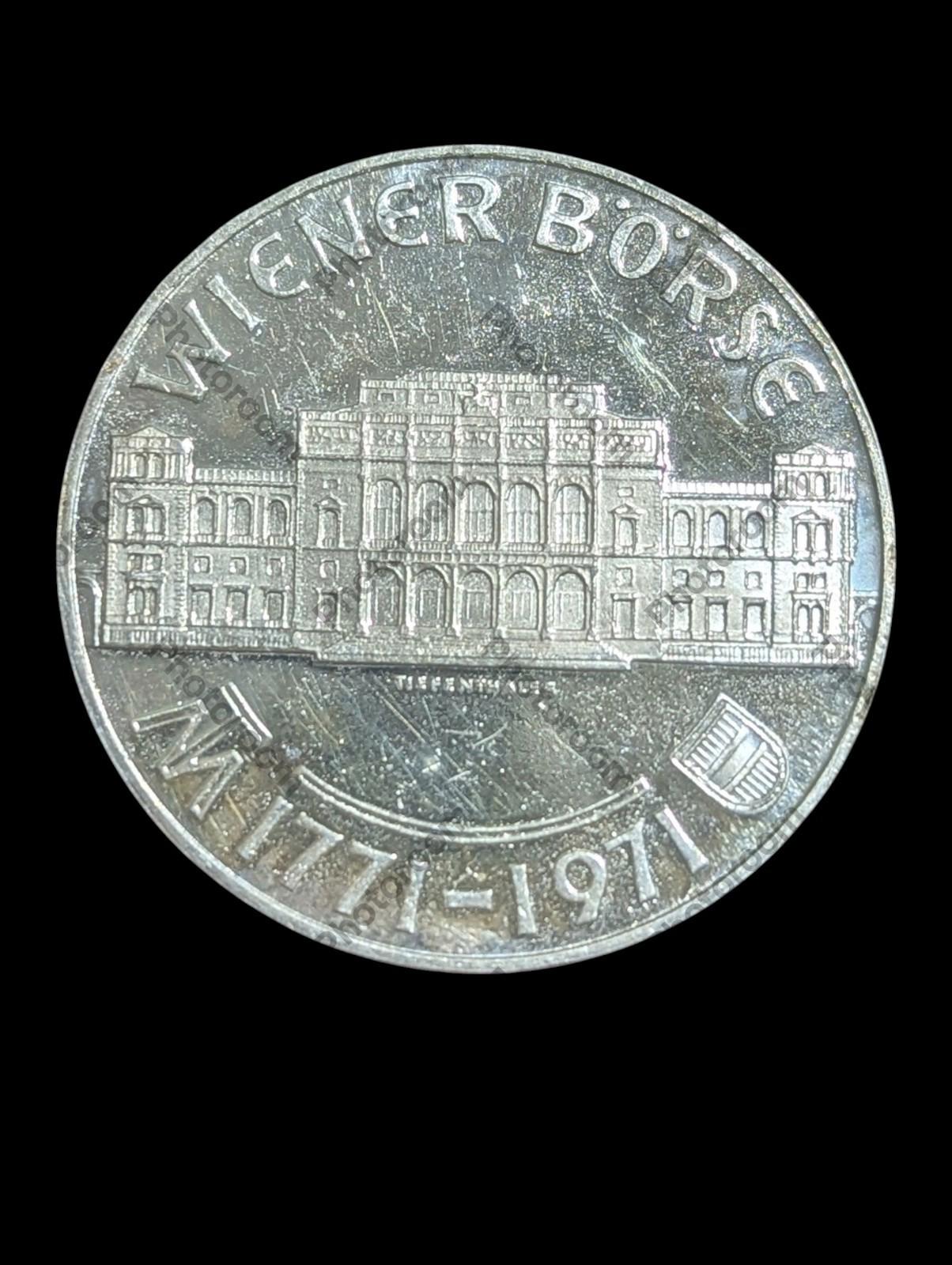 1971 AUTRICHE VIENNE BOURSE DE VIENNE Pièce de 25 Shillings en argent (épreuve)