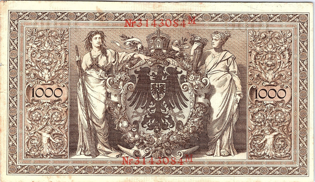 1910 Germany 1000 Mark Reichsbanknote Imperial Note red Sael Better Grade
