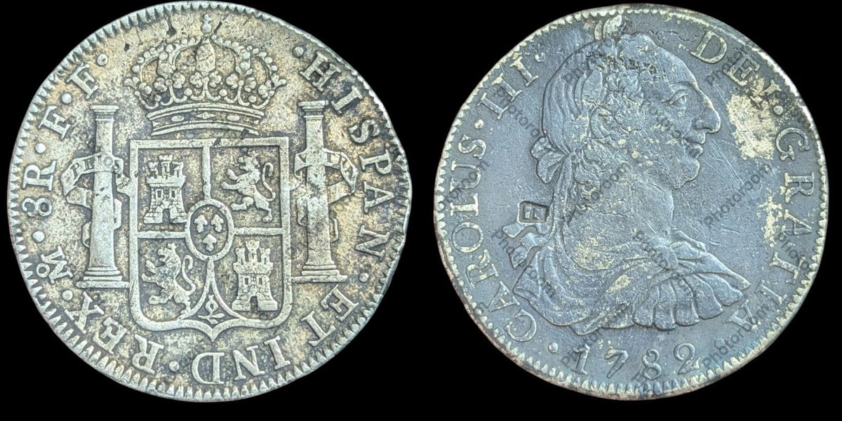 1782年墨西哥银币，8里亚尔，高品相，卡洛斯三世，沉船艾尔卡萨多号！？