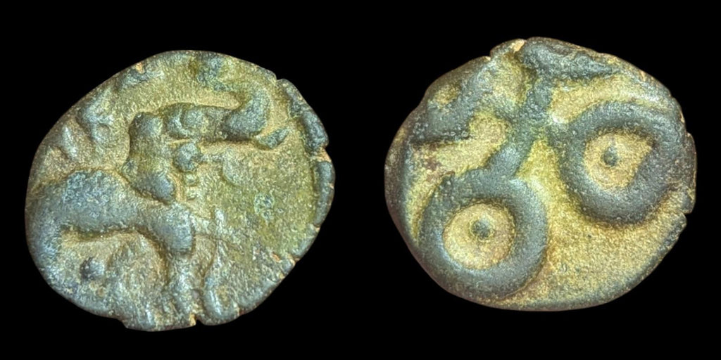 Inde ancienne Satavahana 130 av. J.-C. Pièce de potin en éléphant Sivasri Pulumavi Karashapana