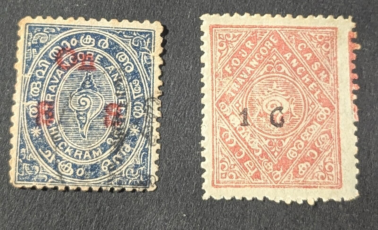 BRITISH INDIA TRAVANCORE STAMPS  OVERPRINT USED  LOT Official