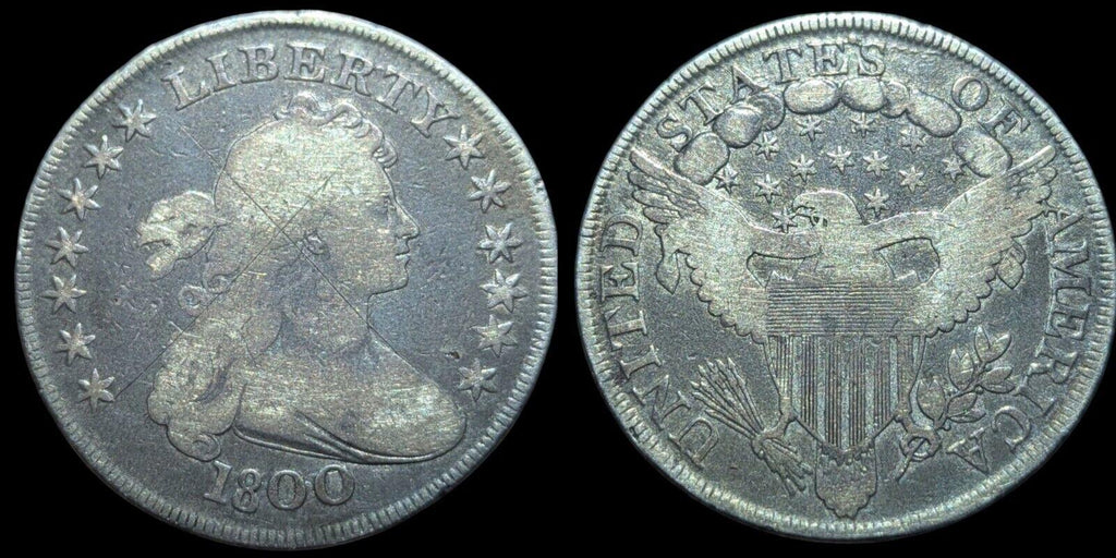 1800 - Draped Bust Silver Dollar - VF Détails Date rapprochée Low 8 10 Arrow Rev, 26g