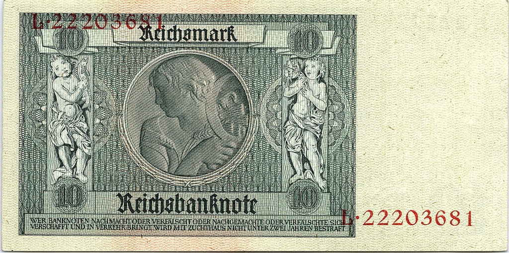 1929 Germany 10 Mark Better Grade, Serial In Both Side