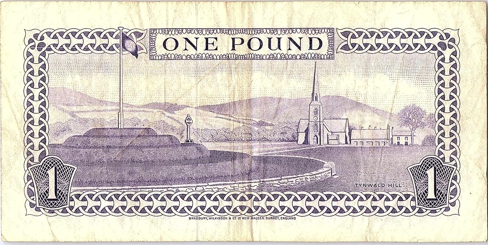 ISLE OF MAN ND(1979) 1 POUND DAWSON SIGNATURE Circulated