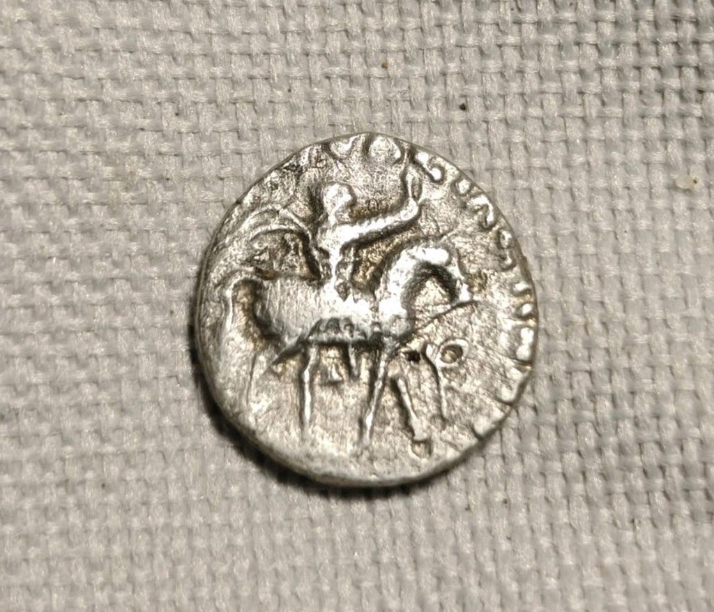 Indo Scythian Kingdom, Azes I 47-25 BC Silver Drachm Coin 2.1g/ 14.4mm