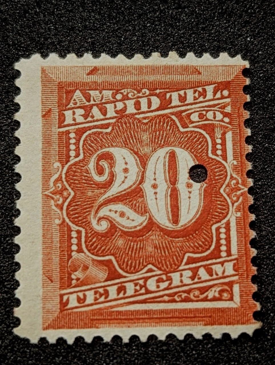 1881 Scott 1T6 Timbre fiscal américain 20c American Rapid Telegraph Co