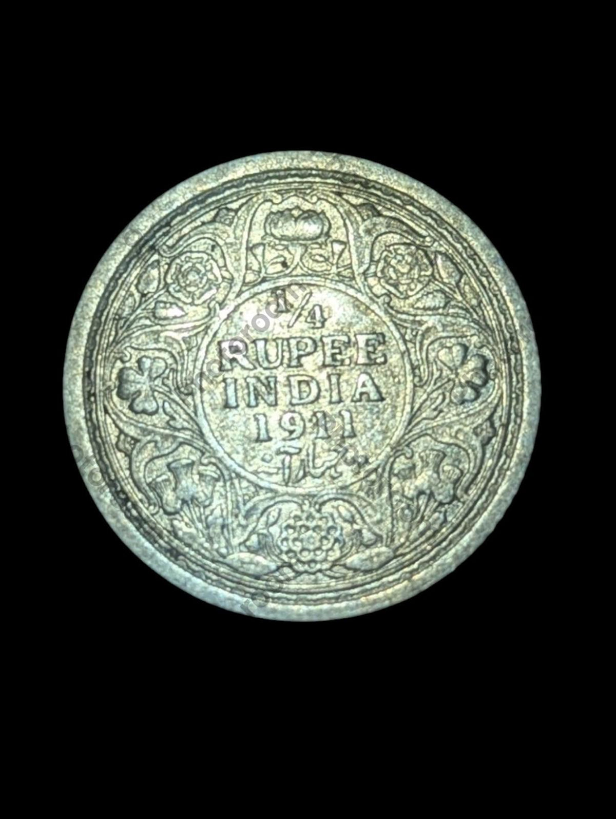 Indes britanniques 1911-C 1/4 roupie "Cochon" Date clé rare