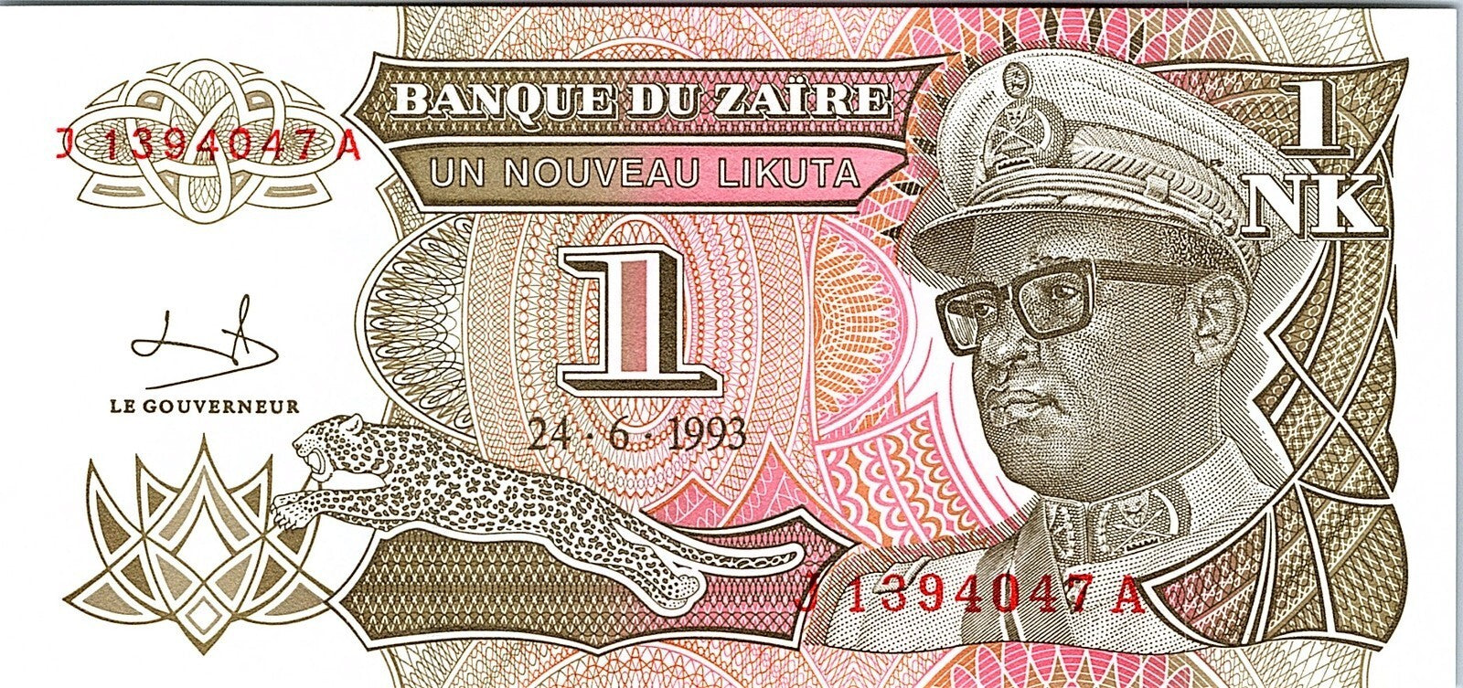 Zaire, 1 Nouveux Likuta, 1993 Better Grade