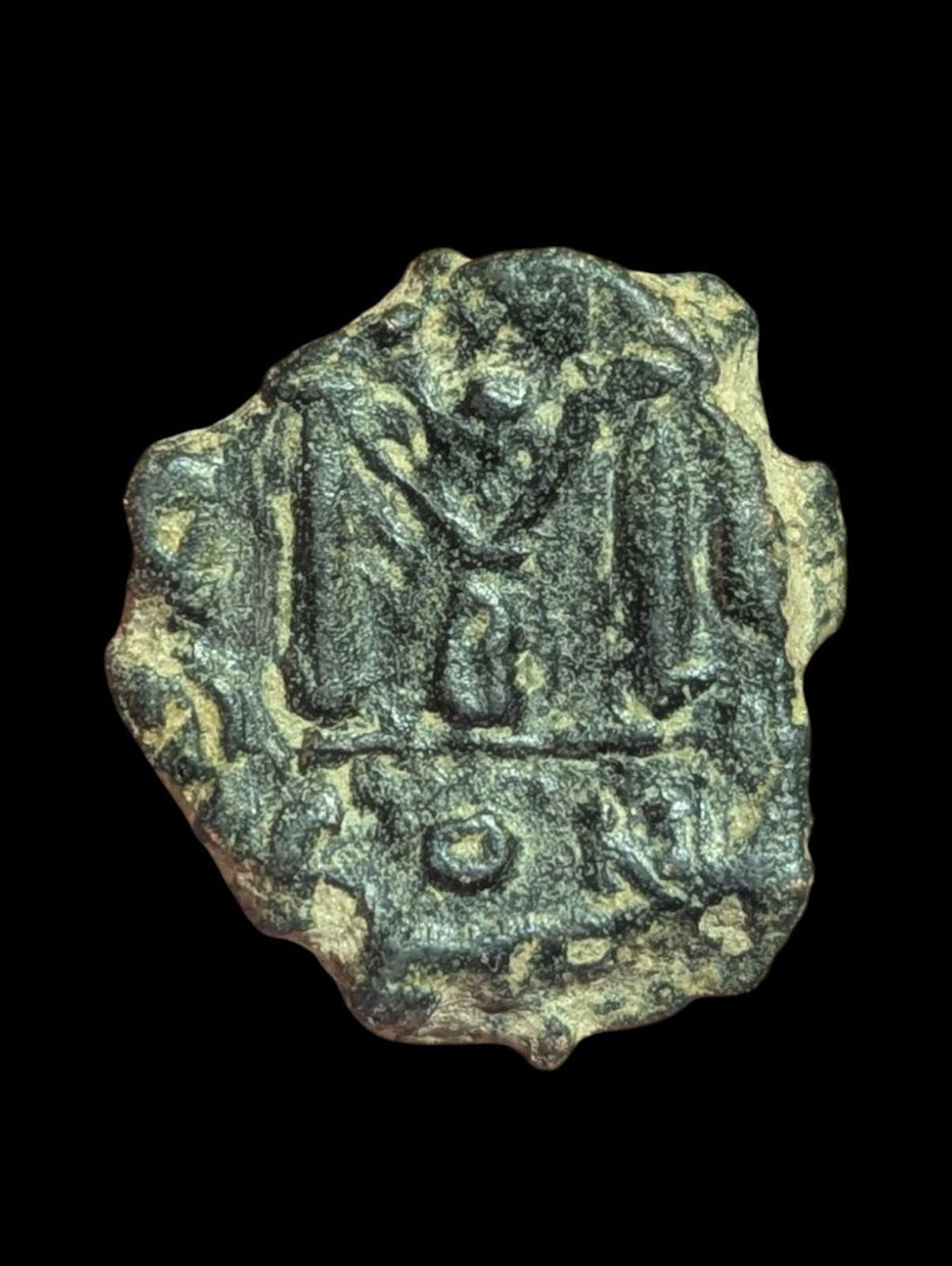 Islamic Byzantine Period UMAYYAD Æ Fals,  Three Standing Caliphate circa 685-690