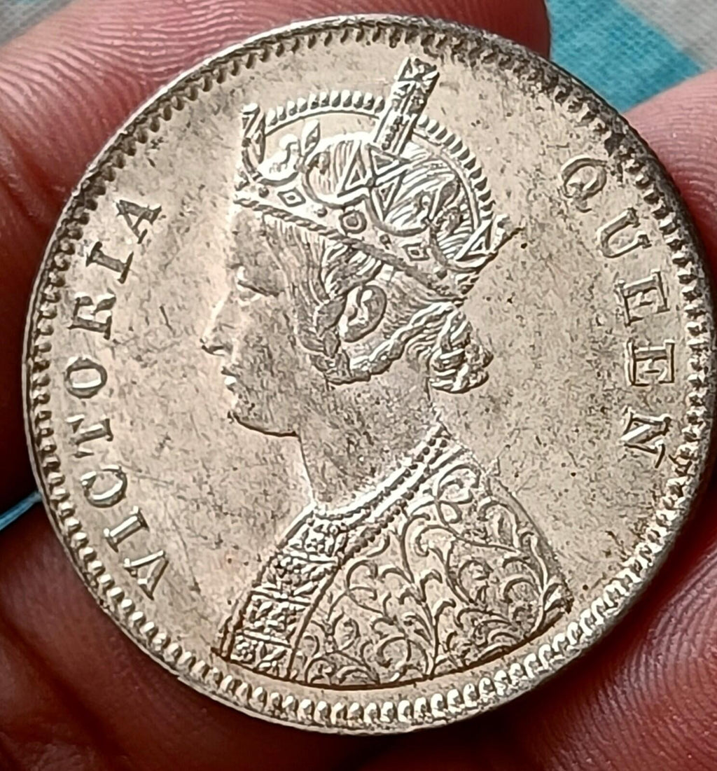 #Vo61#Victoria-British India Silver Rupee-1862-1/4 Dot Bombay briliant UNC Grade