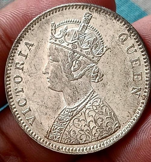 #Vo61#Victoria-British India Silver Rupee-1862-1/4 Dot Bombay briliant UNC Grade