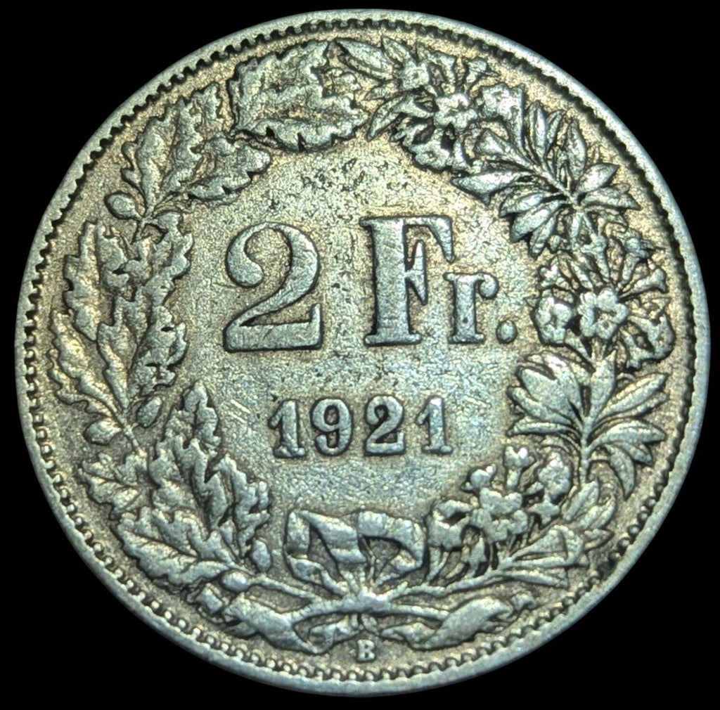 1921 SUISSE HELVETIA Symbolise la nation suisse Pièce de 2 francs en argent