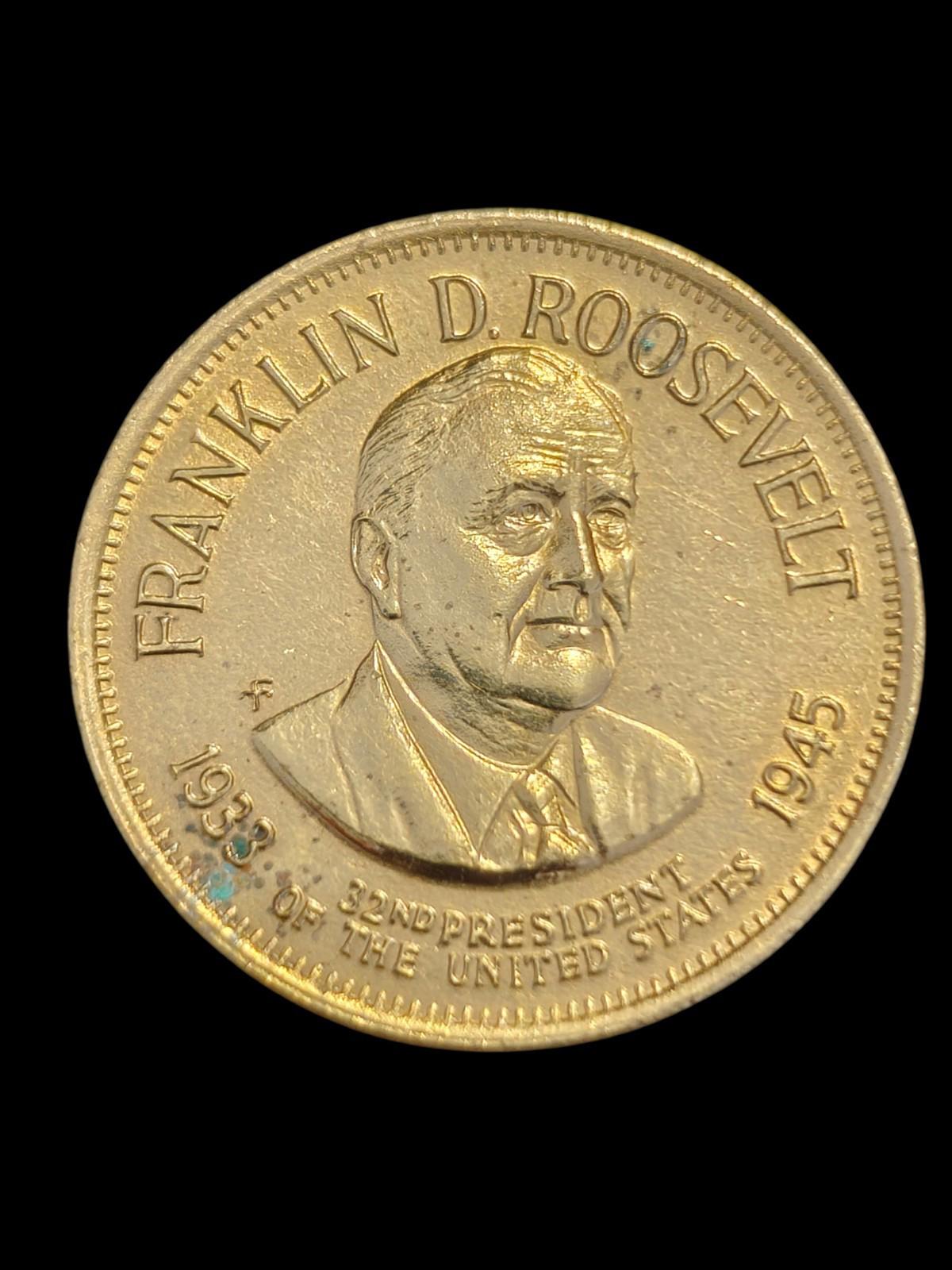 Franklin D. Roosevelt 32nd President Bronze Coin Medal Token