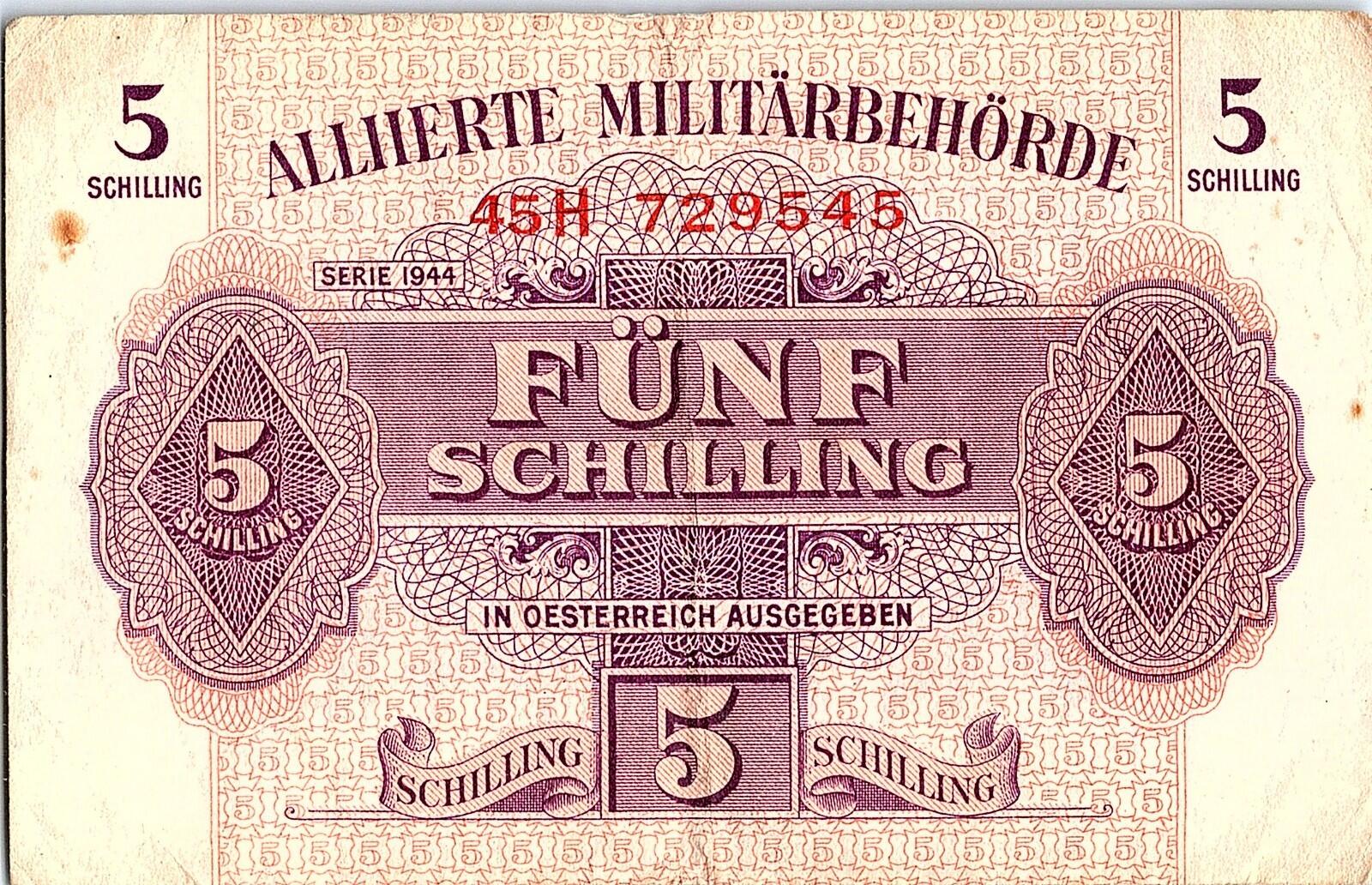 AUSTRIA 5 SHILLING 1944 LOOK SCANS