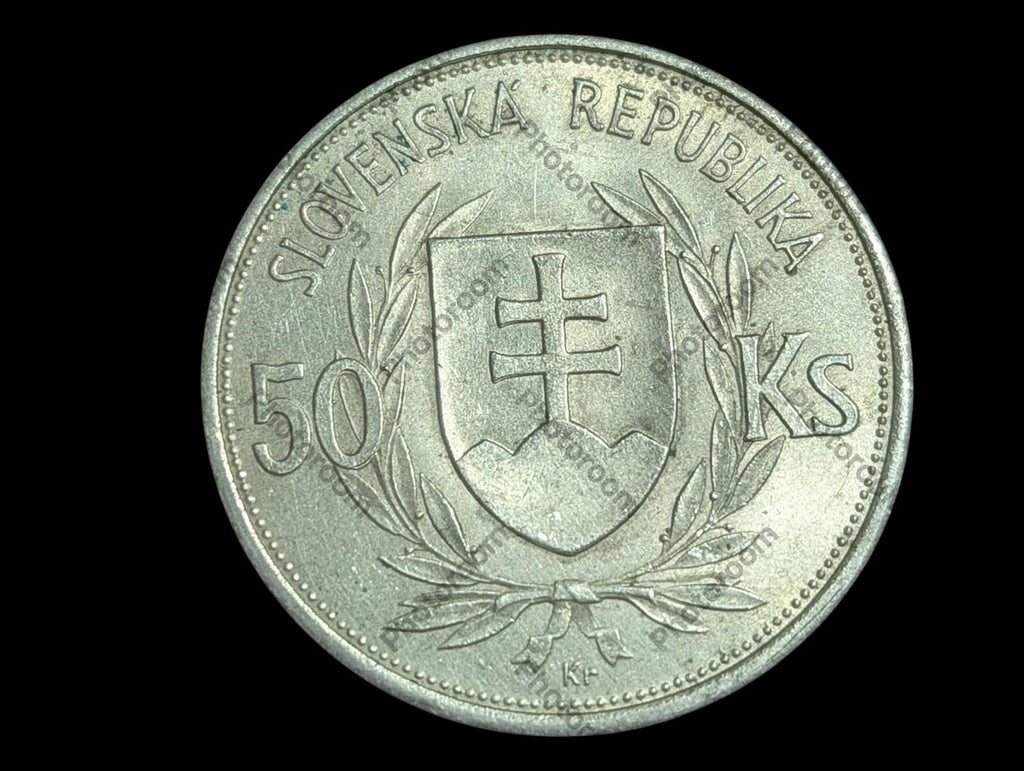 1944 SLOVAKIA REPUBLIC Jozef Tiso VINTAGE Silver 50 Korun Slovakian Coin